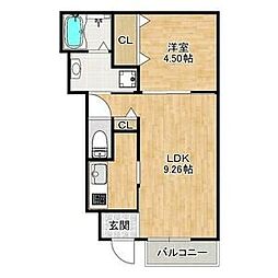 RESIDENCE見付A 1LDKの間取図画像