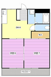 コーポ野田A 2DKの間取図画像
