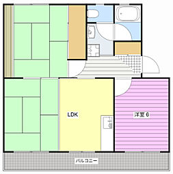 中日ハイツ 2LDKの間取図画像