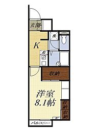 レオパレス延久5 1Kの間取図画像