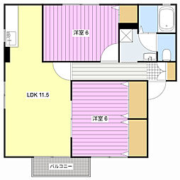 カーサA 2LDKの間取図画像