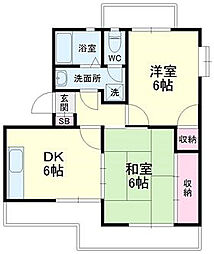 マンションKM-1 2DKの間取図画像