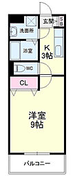プレシャス 1Kの間取図画像