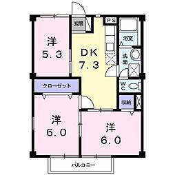 ベルデU2 3DKの間取図画像