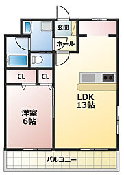 パストラーレ3 1LDKの間取図画像