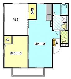 ベル豊田B 2LDKの間取図画像
