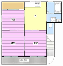 メロンハイツ 3DKの間取図画像