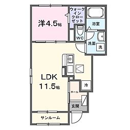ヒカルサ磐田国府台 1LDKの間取図画像