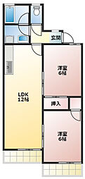 メゾン上岡田A 2LDKの間取図画像