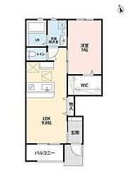 袋井市浅羽アパート 1LDKの間取図画像