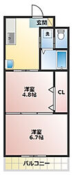 プロスパー水堀 2Kの間取図画像