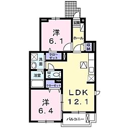 レグルス 2LDKの間取図画像