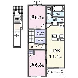リーブルII 2LDKの間取図画像