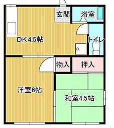 フォーブル宮北 2DKの間取図画像