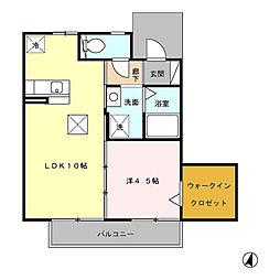 リビングタウン愛野 1LDKの間取図画像