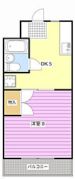カーサヤマザキ 1DKの間取図画像