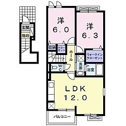 ロゼオクラール1 2LDKの間取図画像