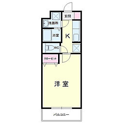グランディア 1Kの間取図画像