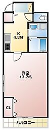 まきの木館うたり 1Kの間取図画像