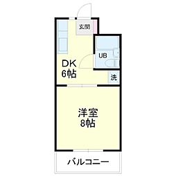 ルビナスサード 1DKの間取図画像