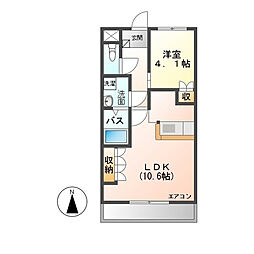 プランドール 1LDKの間取図画像