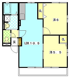 ファミーユB 2LDKの間取図画像