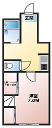 ホーク2 1Kの間取図画像