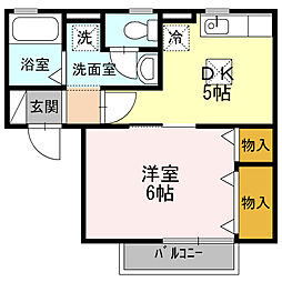 ファンテールC 1DKの間取図画像