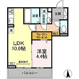 CouR18高宮E 1LDKの間取図画像