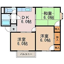 モモセハイツA 2階3DKの間取り