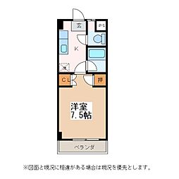 セントラルコーポウッズ城山 3階1Kの間取り