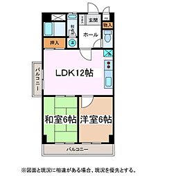 マイタウン松本 1階2LDKの間取り