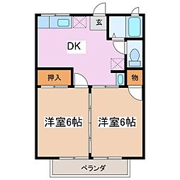 ドミール松本 2DKの間取図画像