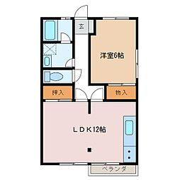 メゾンシンフォニー 1LDKの間取図画像