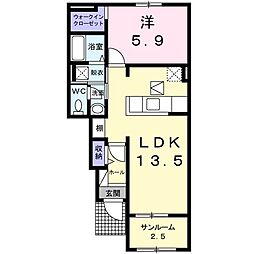 クリングラン 1LDKの間取図画像
