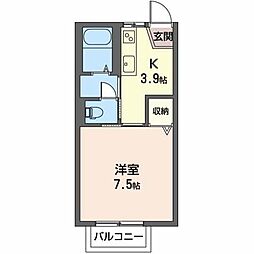 フレグランスパル 1Kの間取図画像