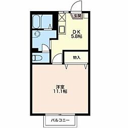 サンスーシ21 1DKの間取図画像