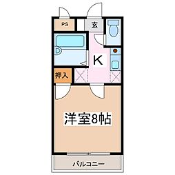 アビタシオンラフィネ 1Kの間取図画像