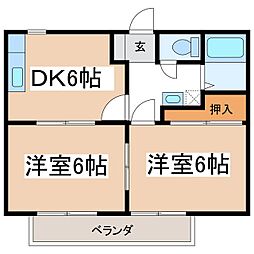 ホーユーコンホート2 2DKの間取図画像