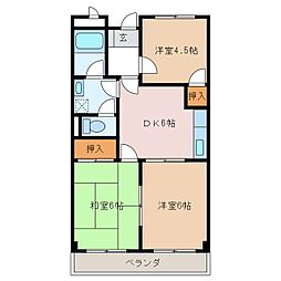リンピア中村 3DKの間取図画像