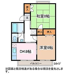 プレジールつのだB 2DKの間取図画像