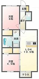 フェリオ城山 2LDKの間取図画像