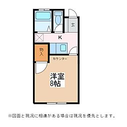 ハイツ佐紀 1Kの間取図画像