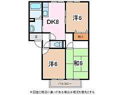 グリーンハイツ笹賀B 3DKの間取図画像