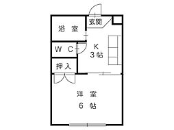 グランジュール北深志 1Kの間取図画像
