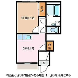 イーストヒルズ 1DKの間取図画像
