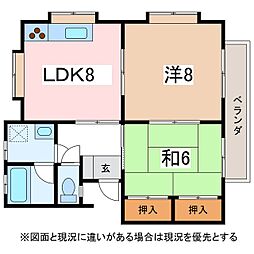 クリエイティブ野溝 2LDKの間取図画像
