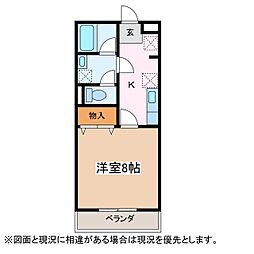 マンション稜 1Kの間取図画像