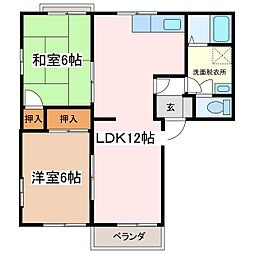 フレグランスアルピナB 2LDKの間取図画像