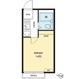 ブライトハイム国分寺 2階1Kの間取り